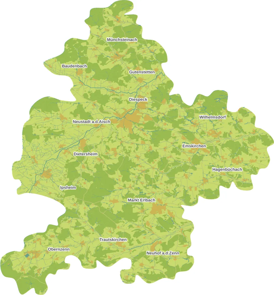 Karte der Region Aisch, Aurach & Zenn 