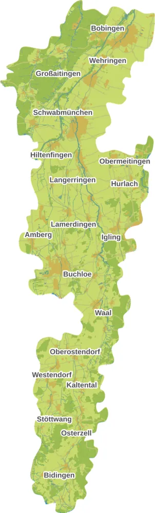Karte der Region Gennach-Hühnerbach-Singold